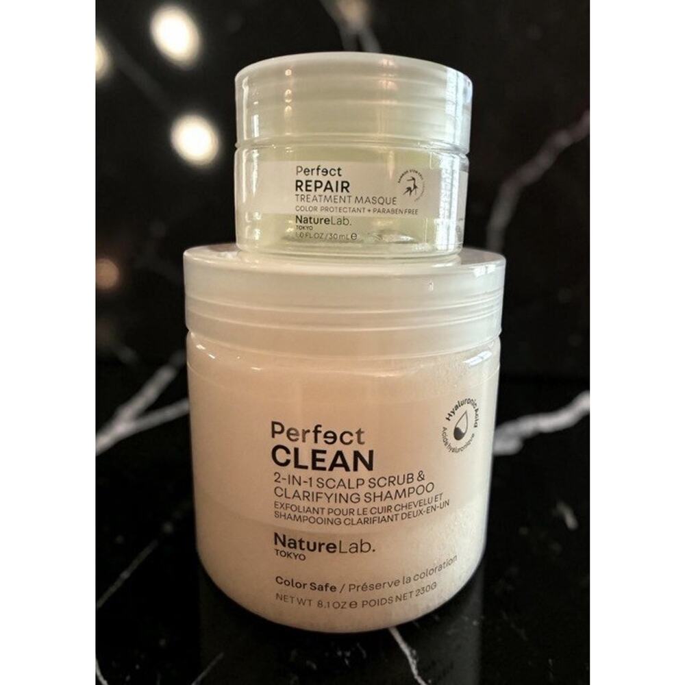 NATURELAB TOKYO 2-in-1 Scalp Scrub & Clarifying Shampoo + Treatment Masque NWOB